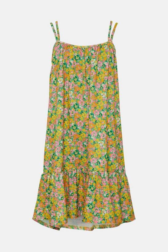 Oasis Textured Floral Print Tie Back Mini Dress 4