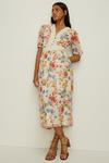 Oasis Floral Dobby Chiffon Lace V Neck Midi Dress thumbnail 1