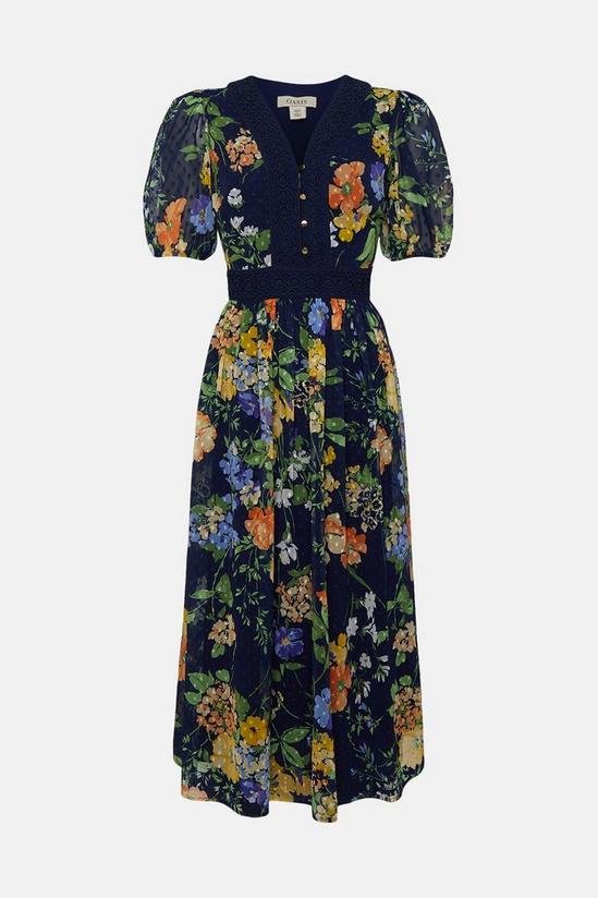 Oasis Petite Floral Dobby Lace V Neck Midi Dress 4