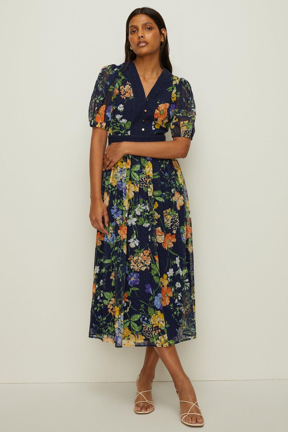 Navy floral summer store dress