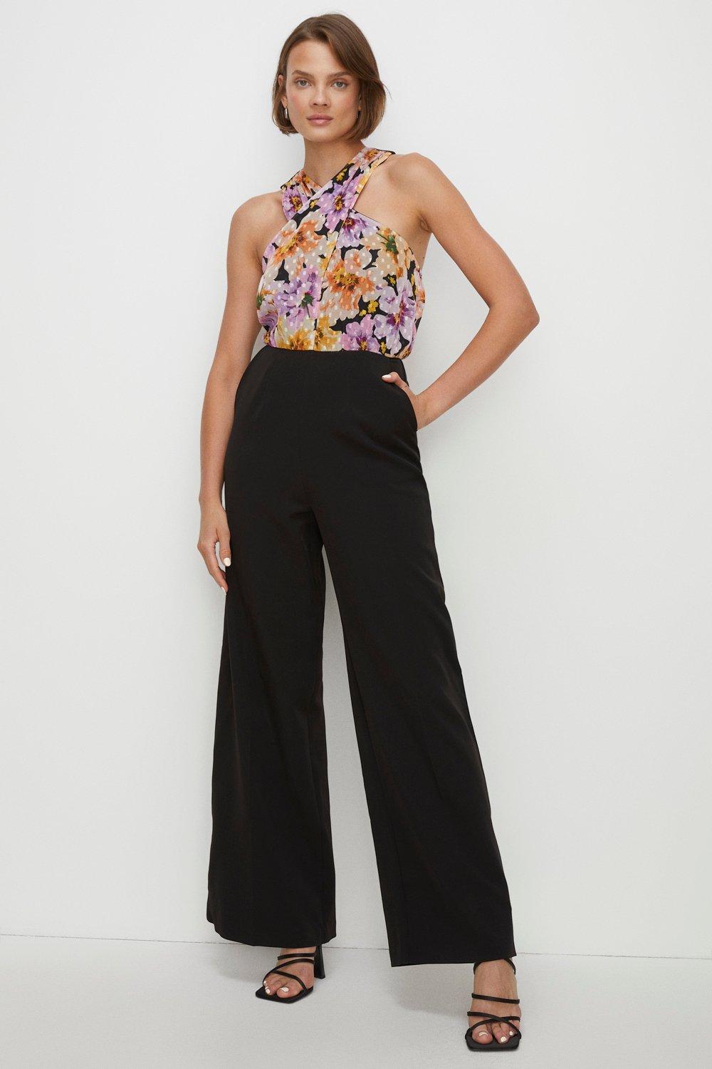 Cross Front Floral 2 In 1 Jumpsuit