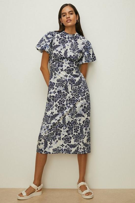 Oasis Floral Woven Mix Cut Out Midi Dress 2