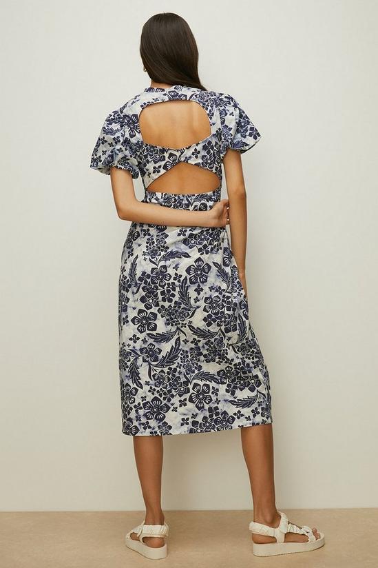 Oasis Floral Woven Mix Cut Out Midi Dress 3