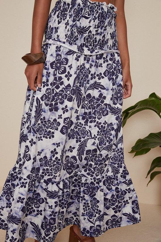 Oasis Floral Woven Mix Shirred Midaxi Skirt 2