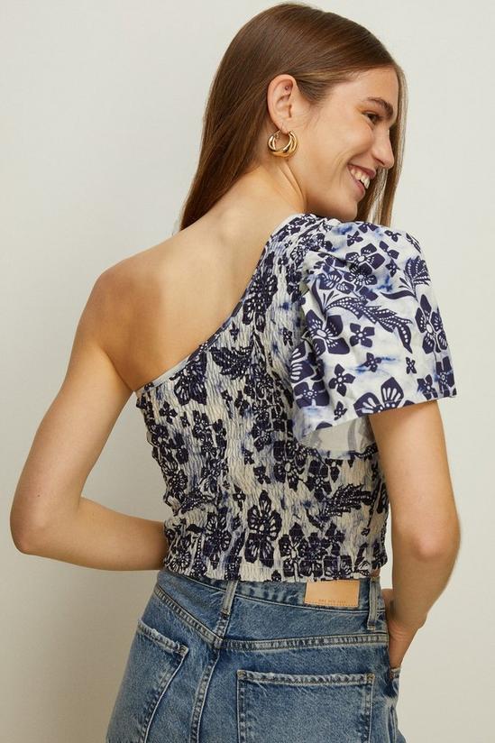 Oasis Floral Woven Mix One Shoulder Shirred Top 3