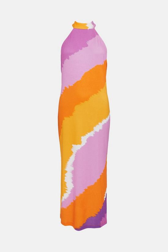 Oasis High Neck Tie Dye Stripe Midi Dress 4