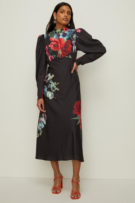 Oasis Statement Floral Empire Seam Midi Dress 1