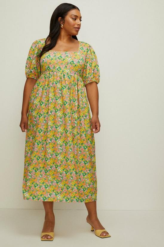 Oasis Plus Size Floral Textured Cross Back Midi 2