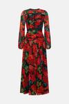 Oasis Contrast Ruched Floral Chiffon Maxi Dress thumbnail 4