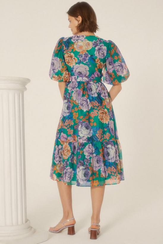 Oasis Bright Floral Organza Wrap Midi Dress 3