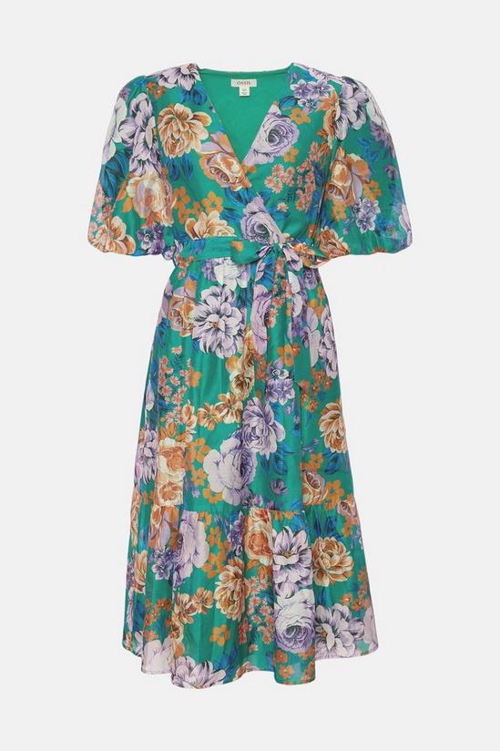Oasis Bright Floral Organza Wrap Midi Dress 4