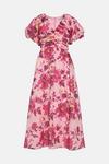 Oasis Lyanna Floral Ruched V Neck Organza Midi Dress thumbnail 4