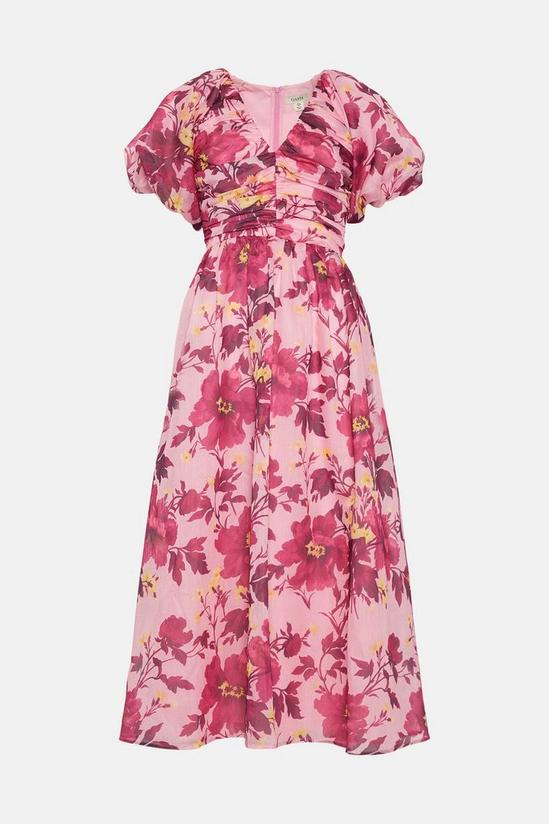 Oasis Lyanna Floral Ruched V Neck Organza Midi Dress 4