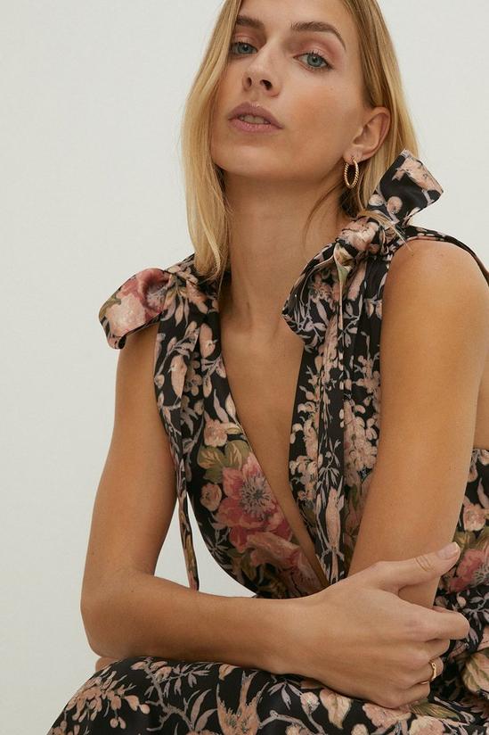 Oasis Floral Plunge Bow Shoulder Midi Dress 2