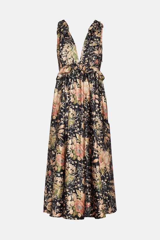 Oasis Floral Plunge Bow Shoulder Midi Dress 4