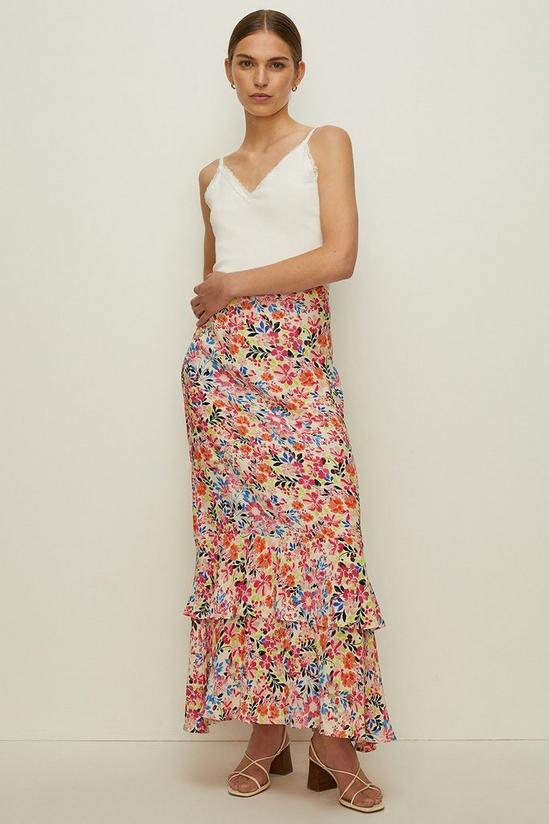 Oasis Tiered Hem Bright Floral Midi Skirt 1
