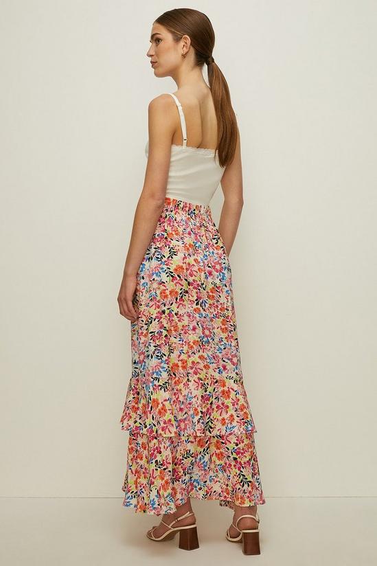 Oasis Tiered Hem Bright Floral Midi Skirt 3