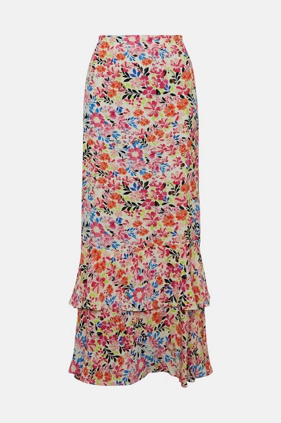 Oasis Tiered Hem Bright Floral Midi Skirt 4