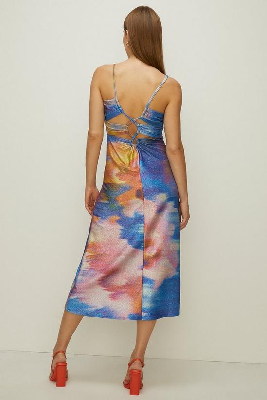 Oasis Abstract Shimmer Jersey Tie Back Cami Dress 3