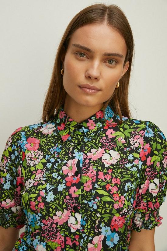 Oasis Slinky Jersey Floral Shirred Cuff Shirt 2