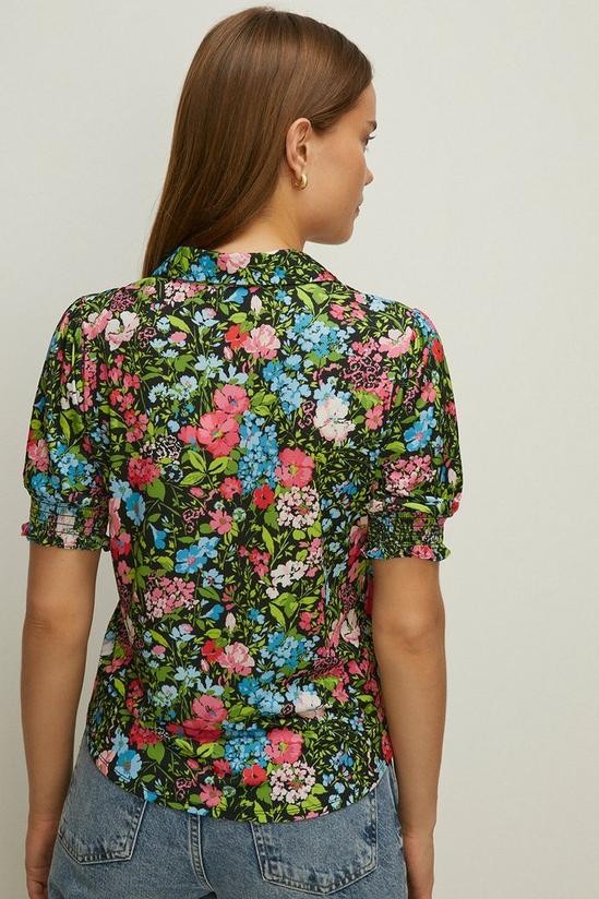 Oasis Slinky Jersey Floral Shirred Cuff Shirt 3