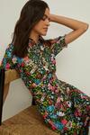Oasis Slinky Jersey Floral Shirred Cuff Midi Dress thumbnail 2