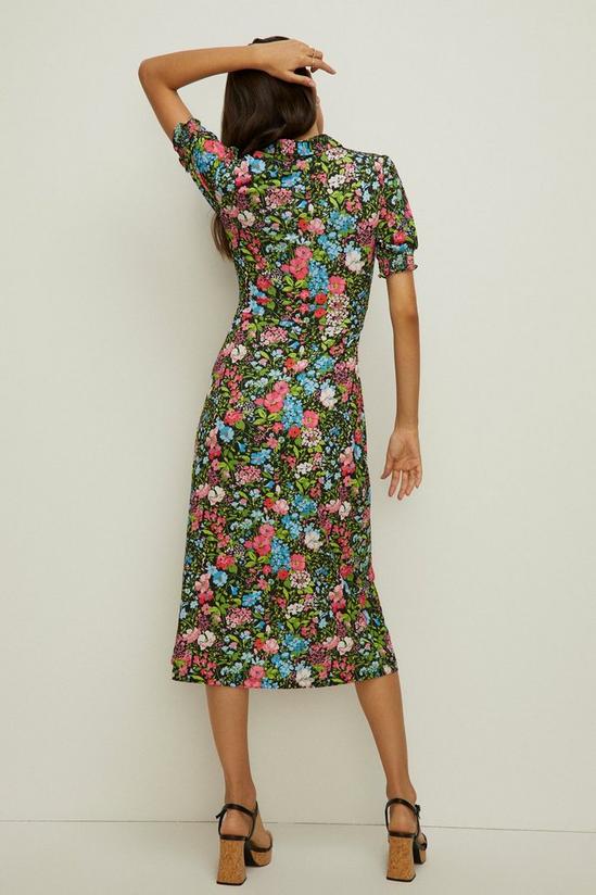 Oasis Slinky Jersey Floral Shirred Cuff Midi Dress 3