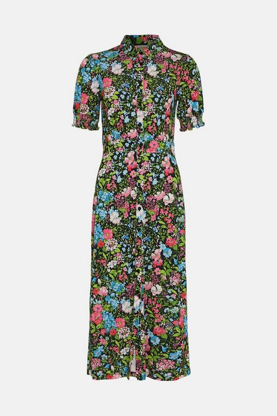 Oasis Slinky Jersey Floral Shirred Cuff Midi Dress 4