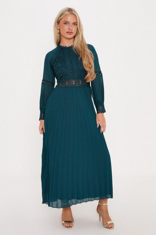 Oasis Premium Lace Pleated Midi Dress 1