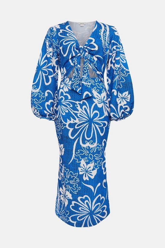 Oasis Textured Floral Tie Front Midi Dress 4