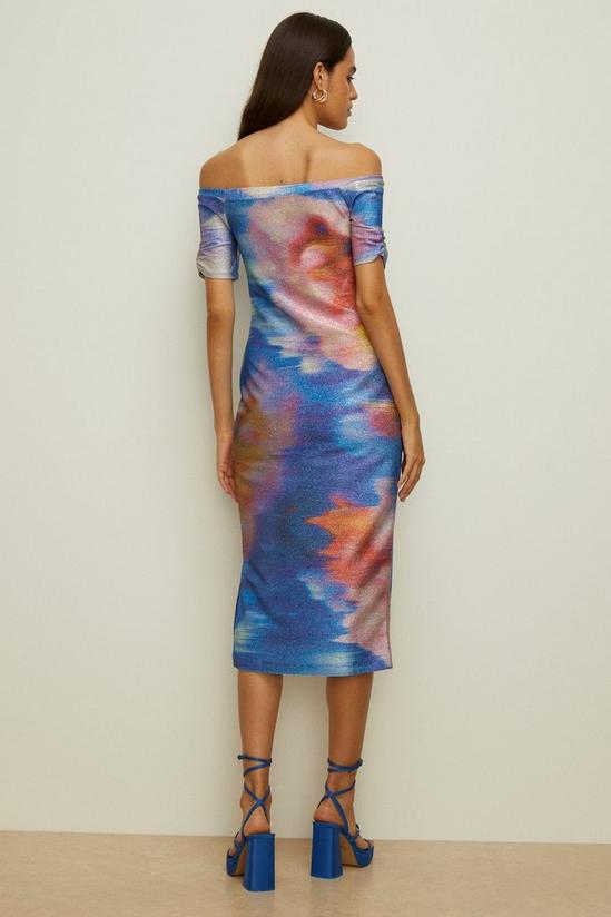 Oasis Abstract Shimmer Jersey Bardot Midi Dress 3