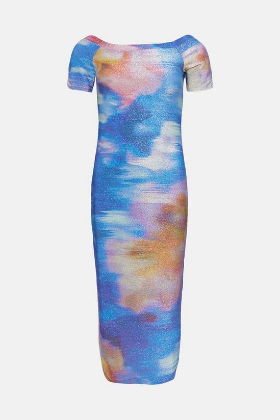 Oasis Abstract Shimmer Jersey Bardot Midi Dress 4