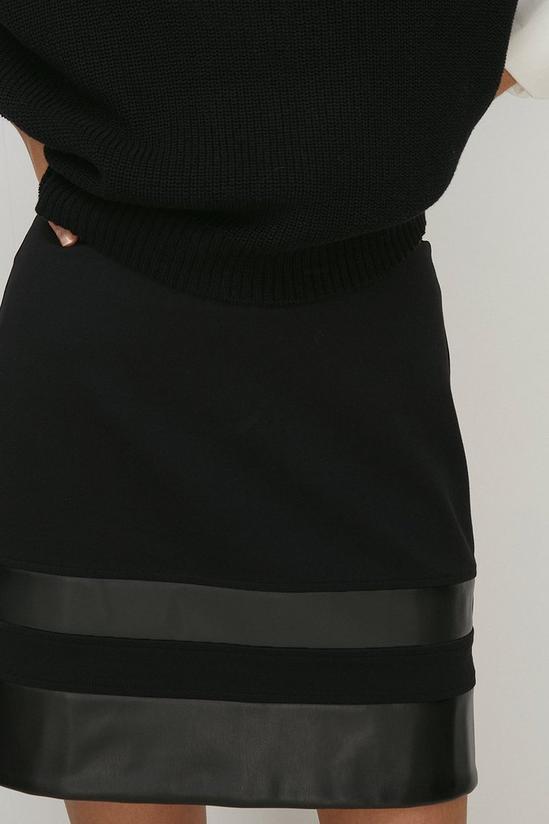 Oasis Pu Trim Ponte A Line Mini Skirt 2