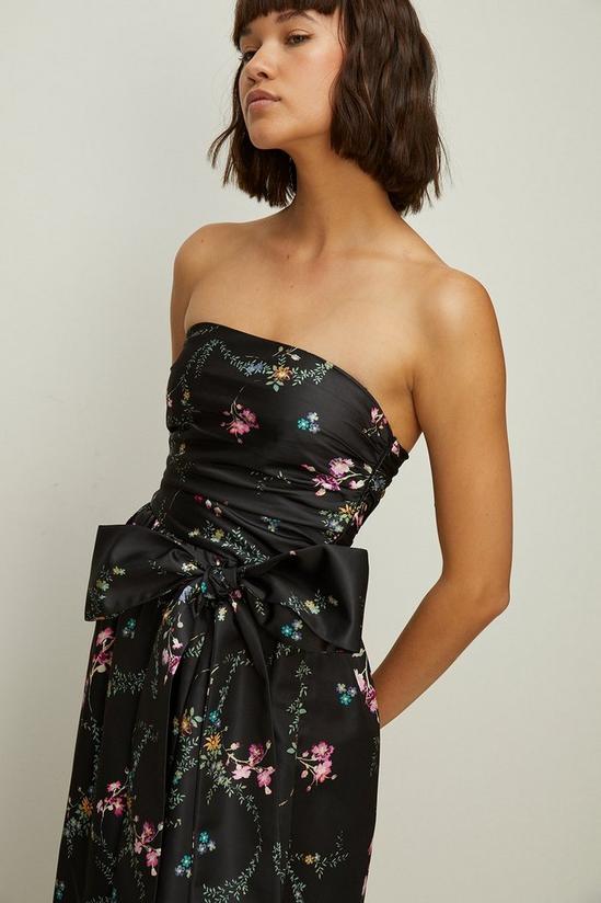 Oasis Ditsy Floral Printed Satin Bandeau Bow Dress 2