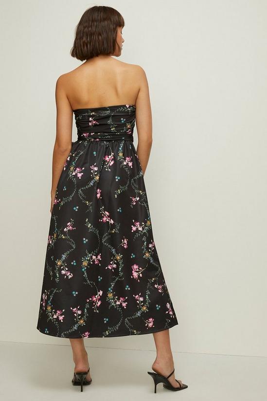 Oasis Ditsy Floral Printed Satin Bandeau Bow Dress 3