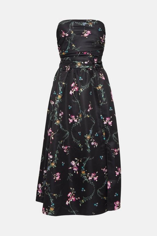Oasis Ditsy Floral Printed Satin Bandeau Bow Dress 4