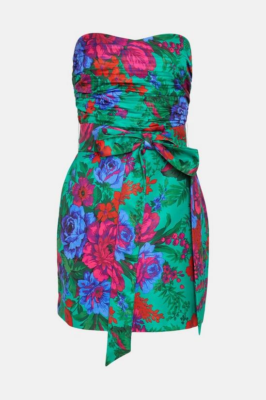 Oasis Floral Printed Satin Bandeau Bow Mini Dress 5