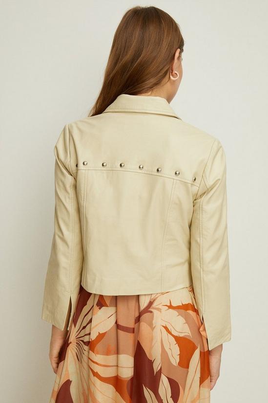 Oasis Ivory Studded Leather Jacket 3