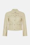 Oasis Ivory Studded Leather Jacket thumbnail 4