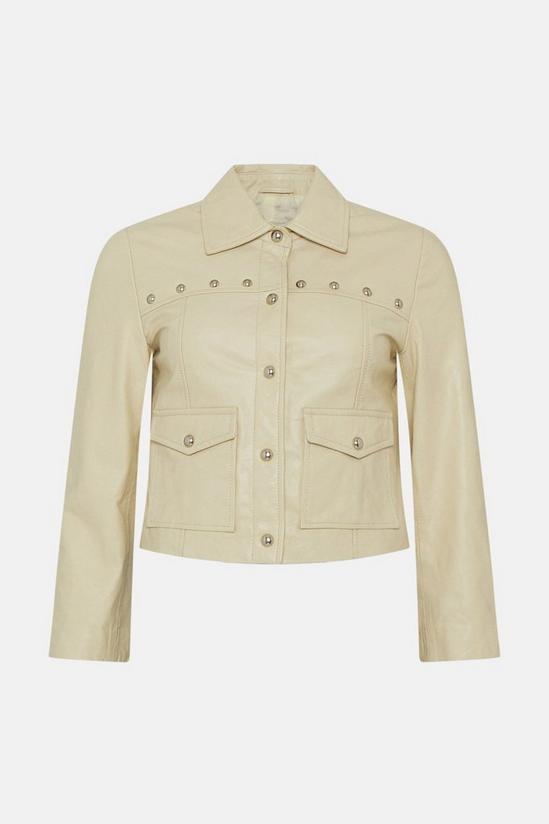 Oasis Ivory Studded Leather Jacket 4
