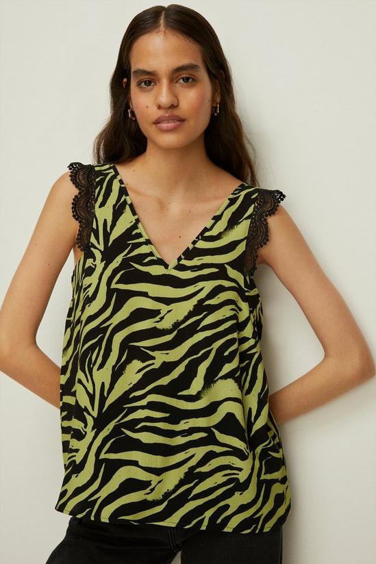 Oasis Lace Trim Zebra Printed Vest 1