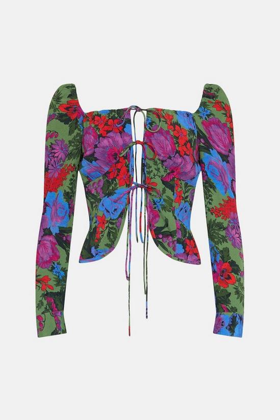 Oasis Floral Printed Tie Detail Top 4
