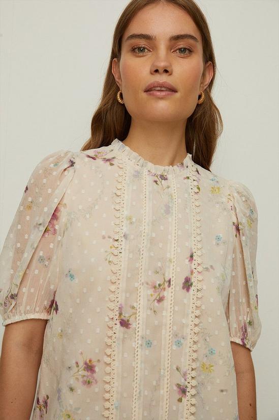 Oasis Lace Trim Dobby Chiffon Ditsy Floral Blouse 2
