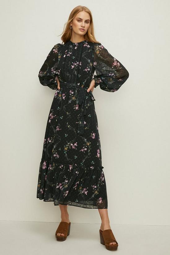 Oasis Lace Trim Floral Dobby Chiffon Dress 1