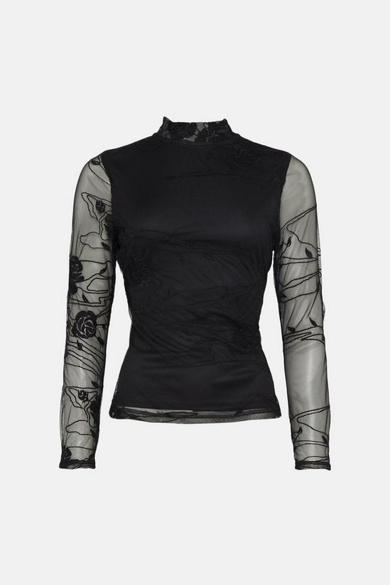 Oasis Embroidered Mesh Funnel Neck Top 4