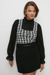 Oasis Dogtooth Woven Mix Knitted Top thumbnail 1