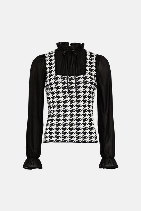 Oasis Dogtooth Woven Mix Knitted Top 4