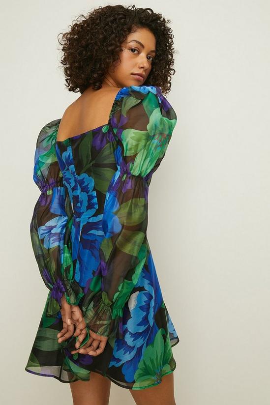 Oasis Floral Printed Square Neck Organza Dress 3