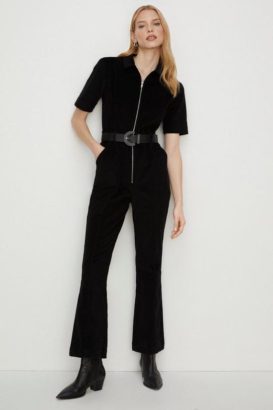 Oasis Cord Zip Through Flared Jumpsuit 1