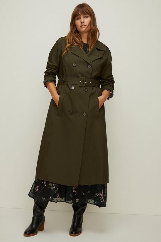 Oasis Plus Size Double Breasted Belted Trench Coat 1